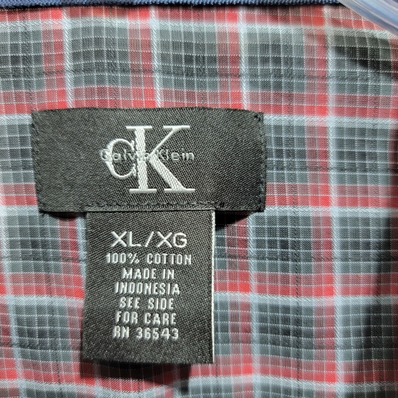 New! Calvin Klein Men's Black Red Plaid Button Up Cotton Shirt Size XL. - Picture 3 of 6